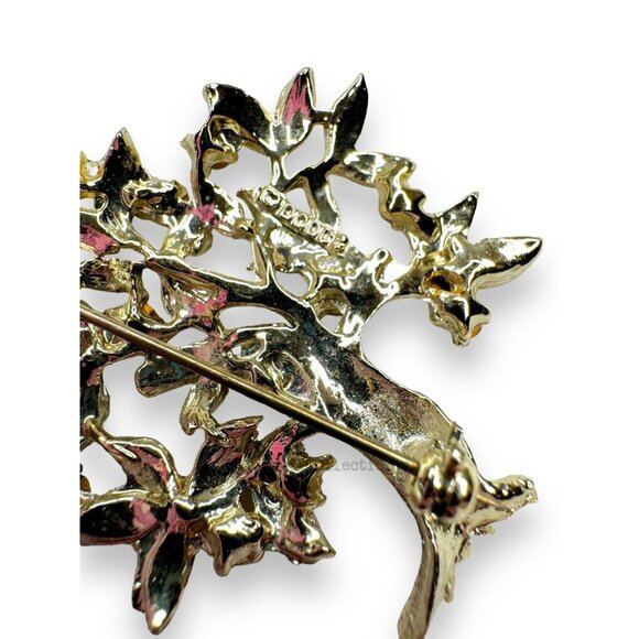 Dodds Gold Tone Blue Red Yellow Crystal Tree Brooch Clip On Earring Set Vintage - Picture 5 of 11